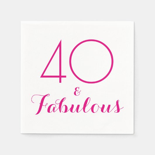 Roze 40 en Fabulous Typography Party Napkins Servet (Voorkant)