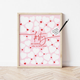 Roze 40 Redenen Waarom We Van Je Houden Hartjes Ca Poster