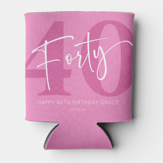 Roze 40e veertigste verjaardag feestgeschenk blikjeskoeler (Voorkant)