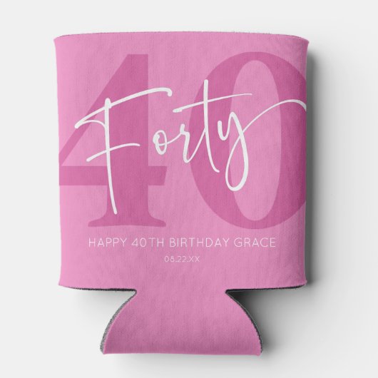 Roze 40e veertigste verjaardag feestgeschenk blikjeskoeler (Achterkant)