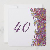 Roze 40e Verjaardagsfeestuitnodigingen Kaart (Achterkant)