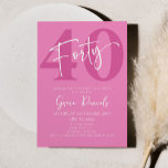 Roze 40ste veertigste verjaardagsfeestje kaart<br><div class="desc">Dit is een roze veertigste veertigste verjaardag feestuitnodiging!</div>