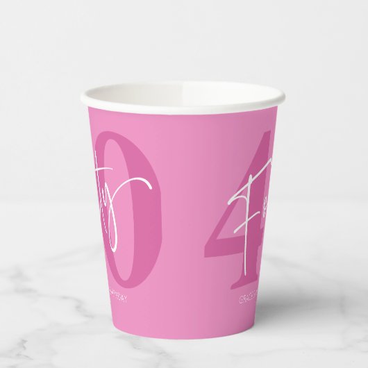 Roze 40ste veertigste verjaardagsfeestje papieren bekers (Links)