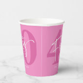 Roze 40ste veertigste verjaardagsfeestje papieren bekers (Rechts)