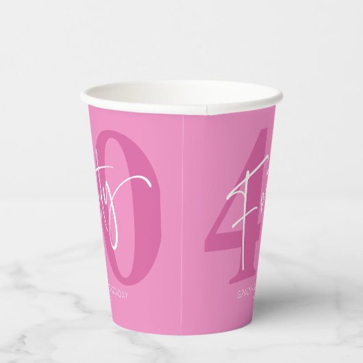 Roze 40ste veertigste verjaardagsfeestje papieren bekers (Rechts)