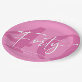 Roze 40ste veertigste verjaardagsfeestje papieren bordje (Gekanteld)