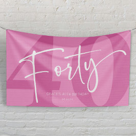 Roze 40ste veertigste verjaardagsfeestje spandoek