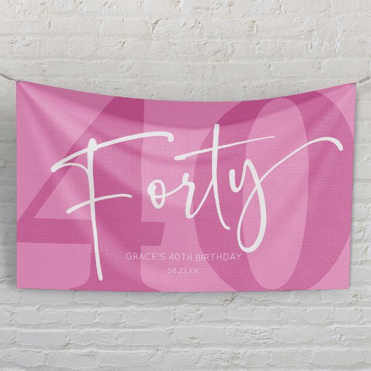 Roze 40ste veertigste verjaardagsfeestje spandoek