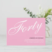 Roze 40ste verjaardag Uitnodigingen (Staand voorkant)
