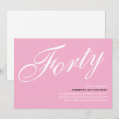 Roze 40ste verjaardag Uitnodigingen (Voorkant / Achterkant)