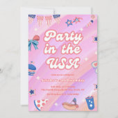 Roze 4 juli verjaardag All American Girl Kaart (Voorkant)