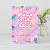 Roze 4 juli verjaardag All American Girl Kaart (Staand voorkant)