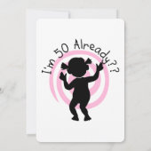 Roze 50 al aangepaste verjaardagsuitnodiging kaart (Achterkant)