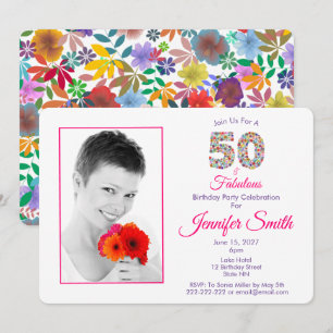 Roze 50 en Fabulous 50th Birthday Celebration Kaart