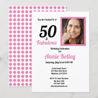 Roze 50 en Fabulous 50th Birthday Party Kaart