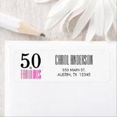 Roze 50 en Fabulous 50th Verjaardag Retouradres Etiket (Insitu)