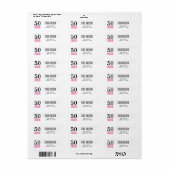 Roze 50 en Fabulous 50th Verjaardag Retouradres Etiket (Full Sheet)