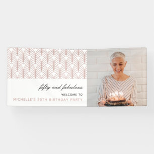 Roze 50 en Fabulous Art Deco 50e verjaardag Spandoek