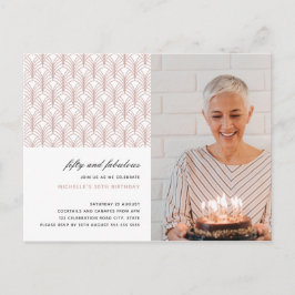 Roze 50 en Fabulous Art Deco Foto 50e verjaardag Briefkaart