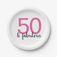 Roze 50 en Fabulous Birthday Paper Borden Papieren Bordje