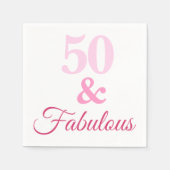 Roze 50- en Fabulous Birthday Paper Napkin Servet (Voorkant)