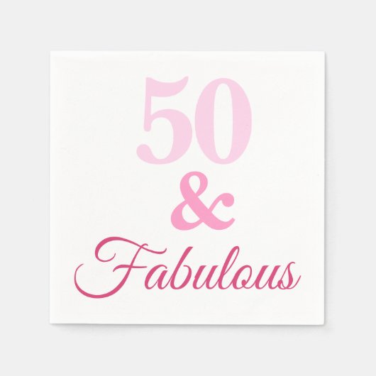 Roze 50- en Fabulous Birthday Paper Napkin Servet (Voorkant)