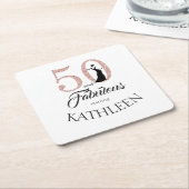 Roze 50 en Fabulous Birthday Party (Aangepaste naa Kartonnen Onderzetters (Schuin)