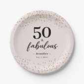 Roze 50 en Fabulous Birthday Party Papieren Bordje (Voorkant)