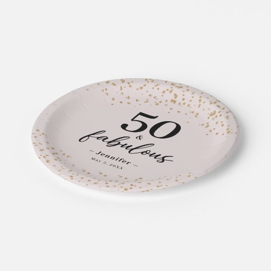 Roze 50 en Fabulous Birthday Party Papieren Bordje (Gekanteld)