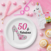 Roze 50 en Fabulous Birthday Party Papieren Bordje (Feest)