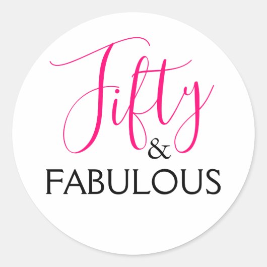 Roze 50 en Fabulous Birthday Party Ronde Sticker (Voorkant)