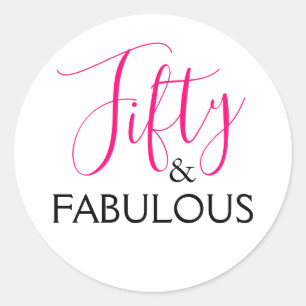 Roze 50 en Fabulous Birthday Party Ronde Sticker