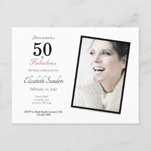 Roze 50 en Fabulous Birthday Party Uitnodiging Briefkaart
