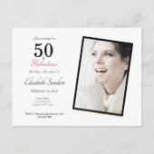 Roze 50 en Fabulous Birthday Party Uitnodiging Briefkaart (Voorkant)