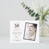 Roze 50 en Fabulous Birthday Party Uitnodiging Briefkaart (Staand voorkant)