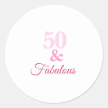 Roze 50 en Fabulous Classic Round Sticker