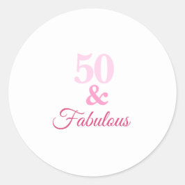 Roze 50 en Fabulous Classic Round Sticker