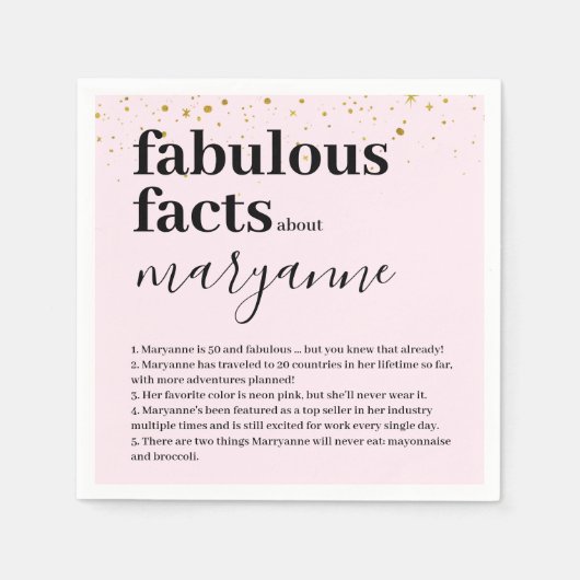 Roze 50 en Fabulous Fact Birthday Party Servet (Voorkant)