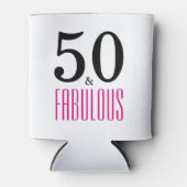 Roze 50 en Fabulous Typography 50th Verjaardag Blikjeskoeler (Voorkant)