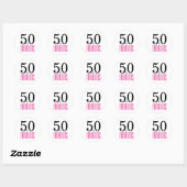 Roze 50 en Fabulous Typography 50th Verjaardag Ronde Sticker (Vel)