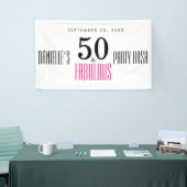 Roze 50 en Fabulous Typography 50th Verjaardag Spandoek (Beurs)