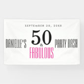 Roze 50 en Fabulous Typography 50th Verjaardag Spandoek (Horizontaal)