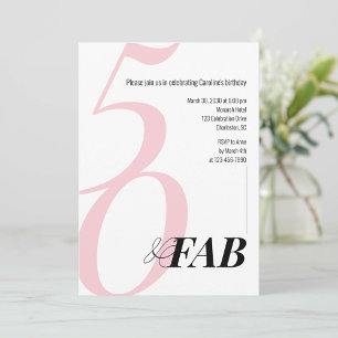 Roze 50 en Fabulous Verjaardagsuitnodiging Kaart