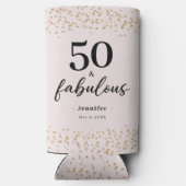 Roze 50 en fantastische Confetti verjaardag Seltzer Blikjeskoeler (Achterkant)