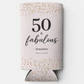 Roze 50 en fantastische Confetti verjaardag Seltzer Blikjeskoeler (Voorkant)