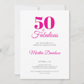 Roze 50 & Fabulous Elegante Viering Kaart (Voorkant)