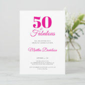 Roze 50 & Fabulous Elegante Viering Kaart (Staand voorkant)