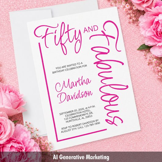 Roze 50 & Fabulous Elegante Viering Kaart