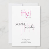 Roze 50 & Fabulous Monogram moderne Verjaardag Kaart (Voorkant)