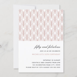 Roze 50 jaar en Fabulous Art Deco 50 jaar Kaart